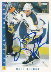 Doug Bodger Autograph 93-94 Score Sabres Card Penguins - Sharks