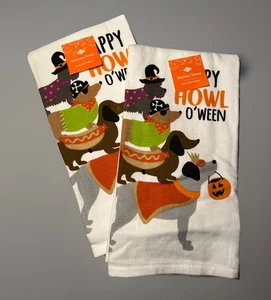 2 RITZ Halloween Küchentücher Happy Howl O’Ween süße Hunde in Kostümen Neu mit Etikett - Bild 1 von 12