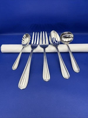 Temp-Tations OLD WORLD BEAD Serving Set Stainless Round Tip Silverware Flatware - Image 1 of 4