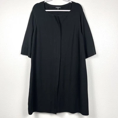 Suéter cárdigan largo manga 3/4 tejido negro XL Lafayette 148 para mujer Foto 1 de 4