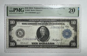 1914 $10 Federal Reserve Note, Kanas City, Missouri Fr. 942 PMG 20 - Picture 1 of 2