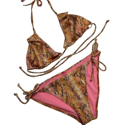 Bikini Victorias Secret Tanga Mujer M Metálico Estampado Serpiente Clásico Foto 1 de 4