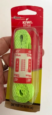 Nuevo Par 45" JOHNSON KIWI CORDONES Verde Zapatilla 5-6 Agujeros Plana Tenis Zapato CORDONES Foto 1 de 4