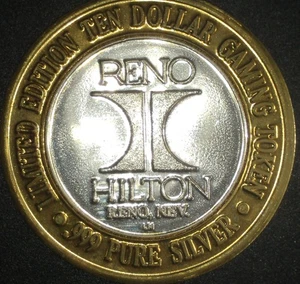 THE HILTON CASINO, RENO NV, $10 SILVER STRIKE; COMBINE SHIPPING! - Picture 1 of 2