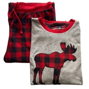 Eddie Bauer Mens XXL Holiday PJ Pajama Set Moose Print - Picture 1 of 7
