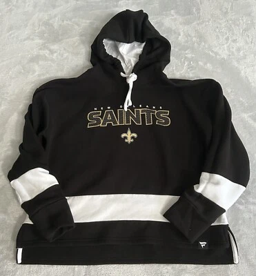 New Orleans Saints NFL Hoodie Womens L Black White Sweatshirt Fanatics Football - Image 1 of 4