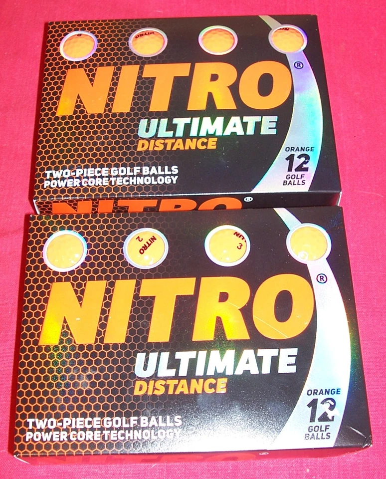NUEVAS 24 pelotas de golf Nitro Ultimate Distance naranja alta visibilidad 2 paquetes de 12 Foto 1 de 1