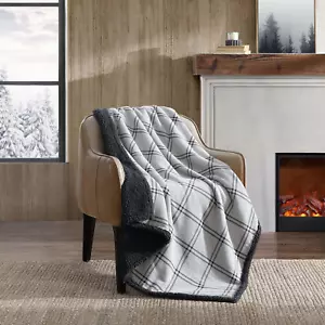 - Throw Blanket, Cotton Flannel Home Decor, All Season Reversible Sherpa Bedding - Picture 1 of 12