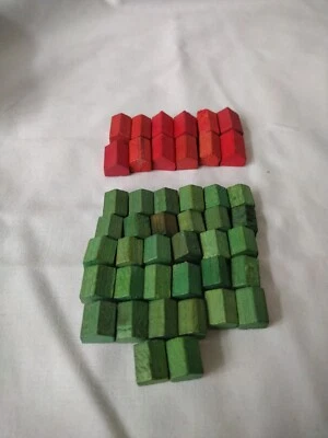 MONOPOLY Vintage 1940s on Wooden FULL SET OF 32 HOUSES and 12 HOTELS  - Image 1 of 3