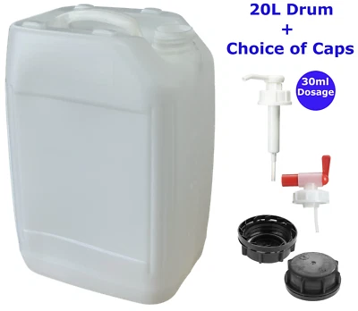 20 LITRE 20L JERRYCAN JERRICAN WATER CONTAINER FOOD SAFE DRUM SCREW TAP CAP PUMP - Image 1 of 4