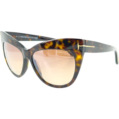 Gafas de sol Tom Ford FT0523 Nika para mujer de plástico 52G Dark Havana con marrón grado 56-14 Foto 1 de 4