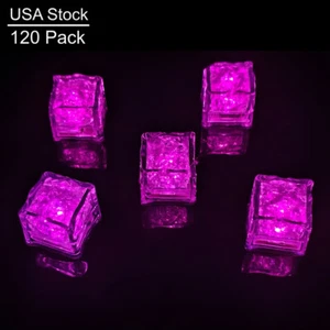 Christmas Decoration Led Lights Glow in the Dark Led Ice Cubes Pink for Drinks - Picture 1 of 7