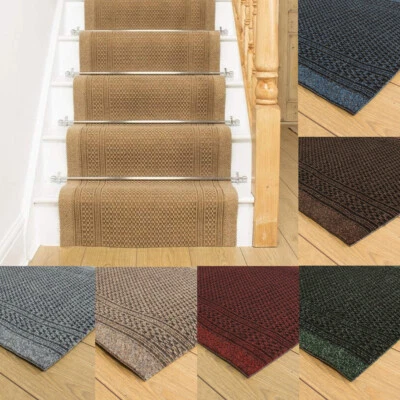 runrug Long Stair Carpet Runner Heavy Duty Washable Modern Bordered Aztec - Image 1 of 4