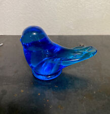 Vintage 4”Blue Bird Of Happiness SIGNED Leo Ward 1988 Art Glass paperweight