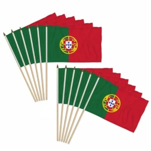 12pc Pack of Portugal 12x18in Handheld Country Stick Flags - Picture 1 of 2