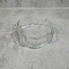 Classic Clear Glass Hexagonal Ashtray. Art deco Made in France. Smoking prop