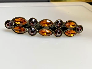 Vintage Hair Clip Jewellery Orange Crystals Diamante Glass Hair Pin - Picture 1 of 9