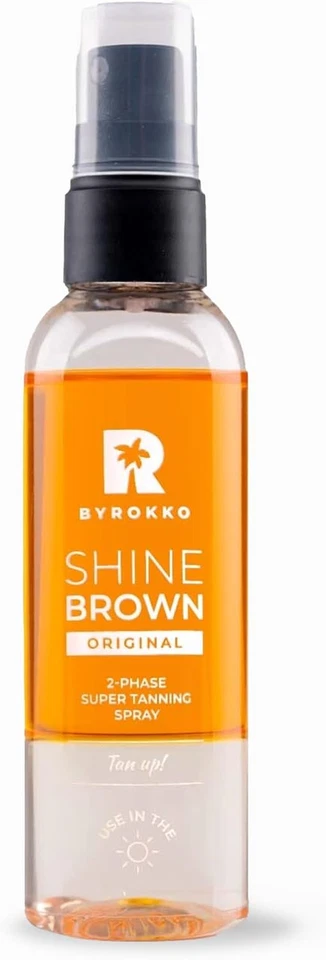 BYROKKO Shine Brown Two-Phase Super Tanning Spray (100 ml), Deep Tan Accelerator