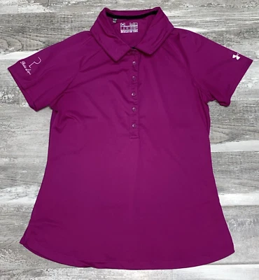 UNDER ARMOUR WOMENS HEAT GEAR LOOSE GOLF TENNIS POLO SHIRT MEDIUM PURPLE - Image 1 of 4
