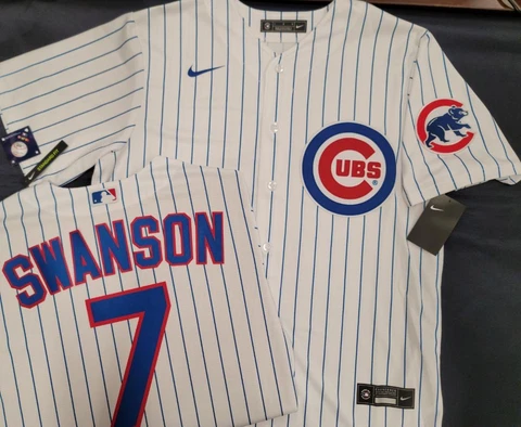 30307 Nike CHICAGO CUBS SWANSON SUZUKI SEWN 100% REAL Baseball JERSEY White NWT Cover