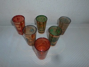 6 x Gläser Trinkgläser Buntglas Bunt Goldverzierungen Orientalisch H 9,7 cm - Bild 1 von 4