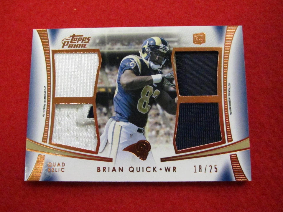 2012 Topps Prime Brian Quick quad jersey relic   #ed 18 of 25   Rams   - Image 1 of 1
