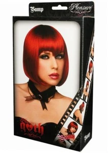 Sexy Vamp Wig Burnt Red Short Bob w/ Bangs Human Like Hair - Pleasure Goth Wigs - Picture 1 of 2