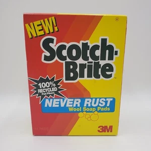 Vintage 3M Scotch-Brite Never Rust Wool Soap Pads 1992 1 Box of 14 Pads NOS - Picture 1 of 5