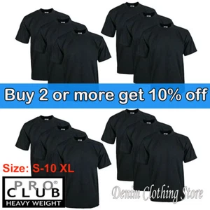 12 PACK PROCLUB PRO CLUB MENS HEAVYWEIGHT BLACK SHORT SLEEVE T SHIRTS COTTON TEE - Picture 1 of 8