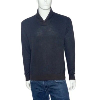 ZARA Men Shawl Collar Knit Navy Brown Pullover Sweater Size L - Image 1 of 4