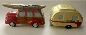 Ceramica Woody Station Wagon & Camper Sale Pepe Shaker Kayak Auto Camper - Foto 1 di 6