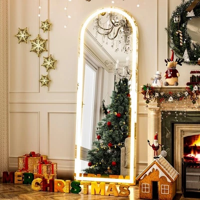 拱形 LED 全长镜 64 英寸 x 21 英寸拱形地板立式镜带... — 第 1/4 张图片