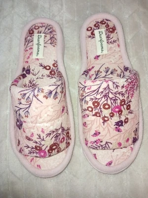 Zapatillas acolchadas Dearfoams medianas (7-8) rosa floral punta abierta Foto 1 de 4