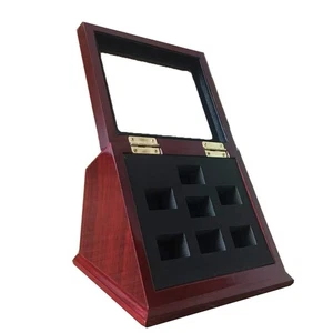 Sports Championship Rings Wooden Display case Shadow Box Without Rings (7 Slots) - Picture 1 of 4