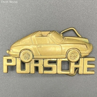 Vintage 80s Baron Buckles Porsche 911 Targa Solid Brass Belt Buckle 1980 - Image 1 of 3