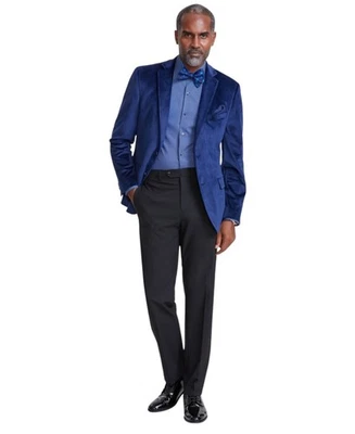 Abrigo Blazer Deportivo Alfani Para Hombre Calce Ajustado Terciopelo 40 L Azul Sólido Foto 1 de 2
