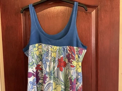 Ladies Stunning Blue & White Floral Tunic Top - Size 12-14 - Primark - VGC - Image 1 of 4