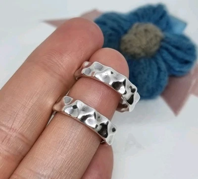 Genuine Pandora Silver Liquid Flow Hoop Earrings 💕 925 ALE - Image 1 of 4