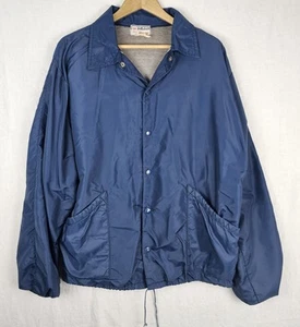 Vintage Vic Young Mens Nylon Jacket Size L Navy Blue Satin Snap Up Jersey Lined - Bild 1 von 11