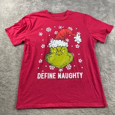 Grinch Define Naughty Christmas T-Shirt Holiday Shirt Mens XL Red Short Sleeve - Image 1 of 4