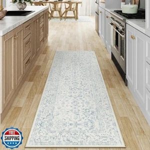 PureCozy 2x6 Blau Läufer Teppich Flur Rutschfest Küche Vintage Used Lang - Bild 1 von 5