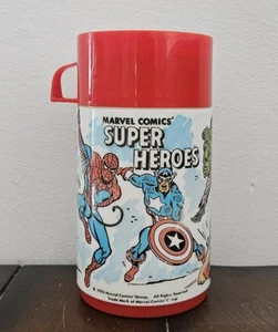 Vintage 1976 Marvel Comics Superheroes Thermos Avengers Spider-Man Hulk Thor Cup - Picture 1 of 8