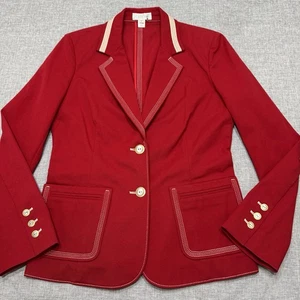 Giacca Blazer St. John Sport Rosso Bianco Cotone Twill Tg P Nautica Preppy Classico - Foto 1 di 15