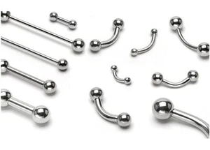 STRAIGHTor CURVED BARBELL 1.2mm TRAGUS EYEBROW SEPTUM TOP EAR HELIX ROOK RIM BAR - Picture 1 of 1