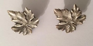 Vintage Sterling Silver MAPLE LEAF Screwback Earrings 1” X 1” 8.9 Grams - Picture 1 of 7