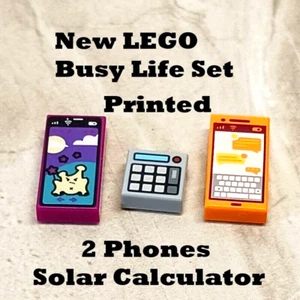 Neu LEGO Computer Stck. gedruckt 2 Telefone beschäftigt Leben Set Menge 3 Solar Taschenrechner - Bild 1 von 1