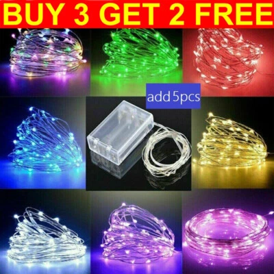 Fairy String Lights Battery Operated Mini LED Copper Silver Wire Xmas Outdoor UK