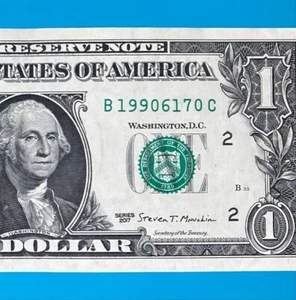 1990 June 17 (B 19906170 C) BIRTHDAY Note $1 One Dollar Bill (1990 / 6 / 17_) - Picture 1 of 4