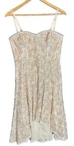 NWT BCBG Max Azria Corset Bustier Sequin Hi Low Mini Prom Formal Dress Ivory 10 - Picture 1 of 10