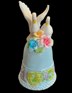 Vintage Ceramic Bell With Swans On Top - Picture 1 of 11